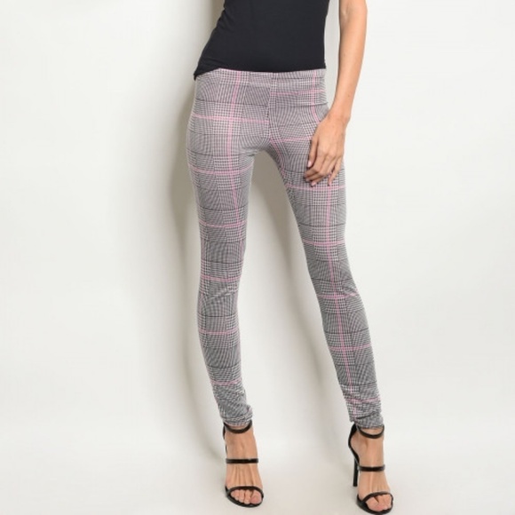 Pink and Black Plaid Pants - Picture 1 of 3